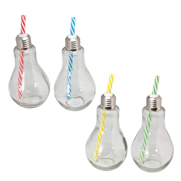 BICCHIERE LAMPADINA CON TAPPO E CANNUCCIA