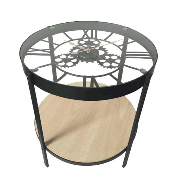 TAVOLINO "OROLOGIO" IN METALLO E LEGNO