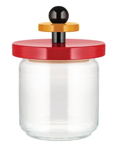 BARATTOLO 100cl CON COPERCHIO IN LEGNO ROSSO