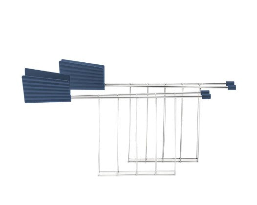 PLISSE', 2 PINZE PER TOSTAPANE IN ACCIAIO INOSSIDABILE E RESINA TERMOPLASTICA,BLU
