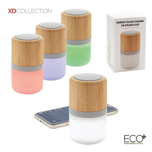 SPEAKER 3W IN BAMBU' CON LUCE CAMBIACOLORE