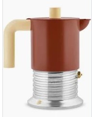 CAFFETTIERA ESPRESSO DA SEI TAZZE IN FUSIONE DI ALLUMINIO CON MANICO E POMOLO IN RESINA TERMOPLASTICA ROSSA E FONDO IN ACCIAIO MAGNETICO ADATTO ANCHE ALLA COTTURA A INDUZIONE