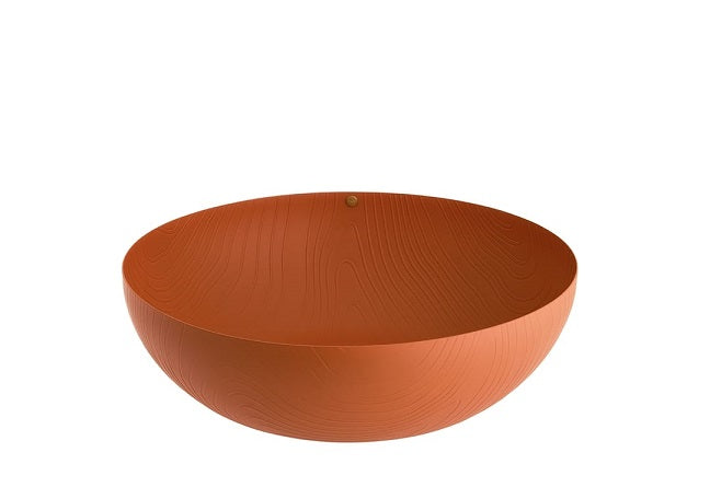 COPPA IN ACCIAIO COLORATO CON RESINA EPOSSIDICA MARRONE CON DECORO A RILIEVO 29 CM