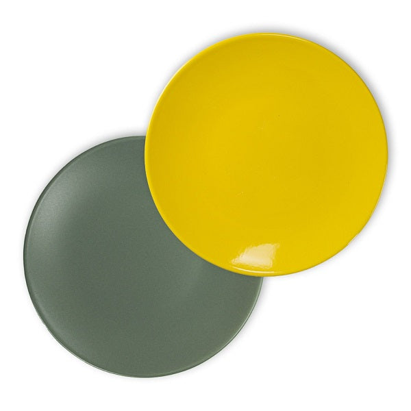 SET RUGIADA 2 PIATTI PIANI GIALLO/VERDE 26 CM QB