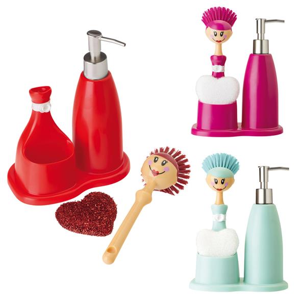 SET DOSASAPONE SPAZZ. SPUGNETTA PER CUORE DOLLS ROSA