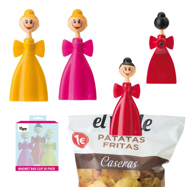 SET 3 CLIP "DOLLS" CON CALAMITA PER CHIUDERE I SACCHETTI