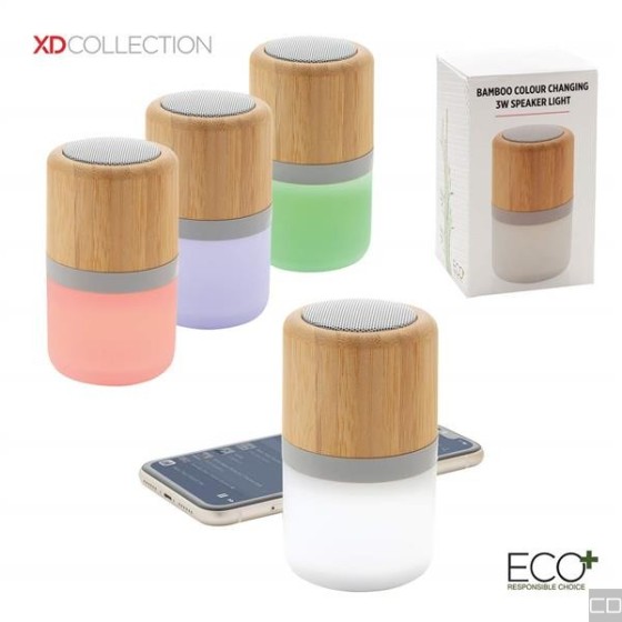 3W BAMBOO SPEAKER WITH COLOR-CHANGING LIGHT
