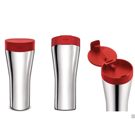 Travel Mug a doppia parete in acciaio inossidabile e resina termoplastica rosso