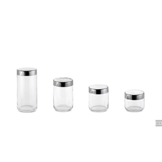 VEENER 50 CL HERMETIC GLASS JAR. 18/10 STAINLESS STEEL COVER WITH RELIEF DECORATION.