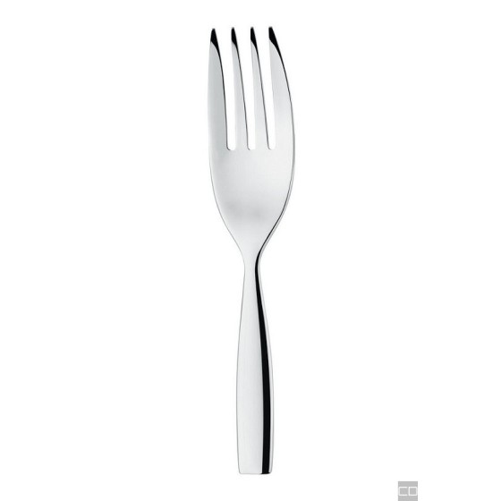 "DRESSED", POLISHED 18/10 STAINLESS STEEL SERVICE FORK WITH RELIEF DECORATION