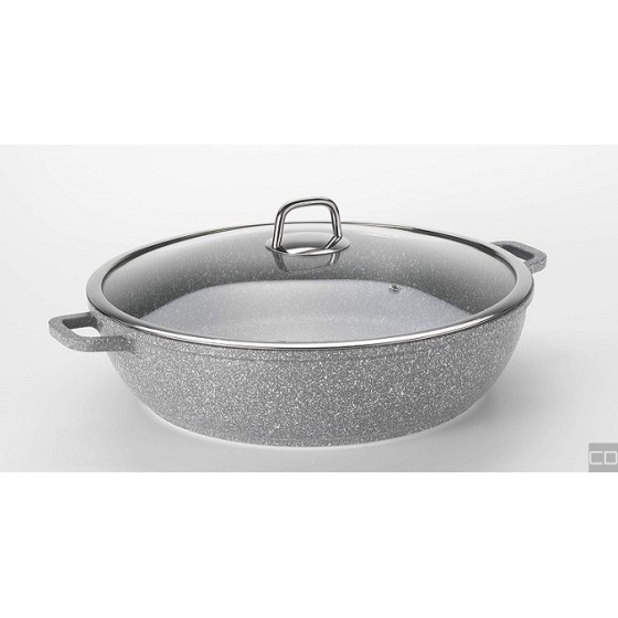 36 CM DOTTED PAN WITH GLASS LID