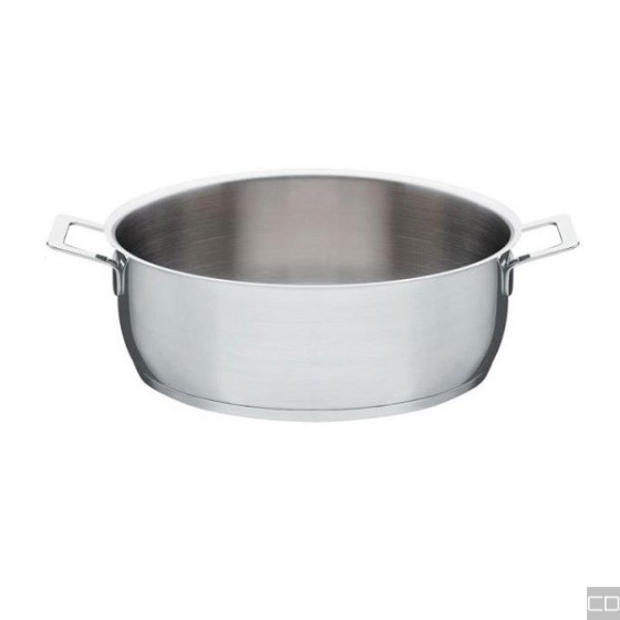 POTS&PANS LOW CASSEROLE WITH TWO HANDLES IN 18/10 STAINLESS STEEL. MAGNETIC BASE, ALSO SUITABLE FOR INDUCTION COOKING. 