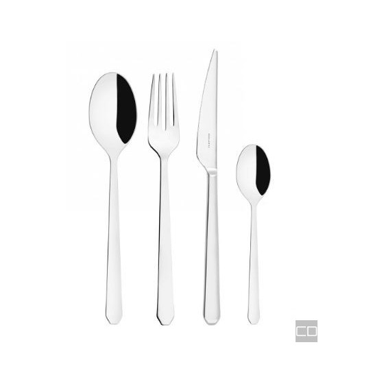 OCTAGONAL STAINLESS STEEL CUTLERY SET 24 PIECES IN GALLERY BOX STEEL COLOR - POLISHED FINISH