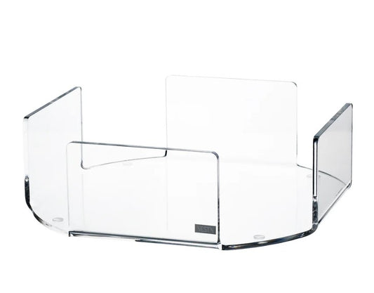 PORTAPIATTI ORIZZONTALE IN PLEXIGLASS DELLA LINEA LIKE WATER, COLORE TRASPARENTE