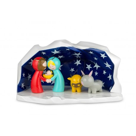 PRESEPE GRUPPO IN PORCELLANA DECORATO A MANO HAPPY ETERNITY BABY