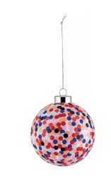 PALLA PER ALBERO DI NATALE IN VETRO SOFFIATO.DECORATA A MANO
