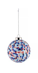 PALLA PER ALBERO DI NATALE IN VETRO SOFFIATO.DECORATA A MANO