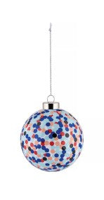 PALLA PER ALBERO DI NATALE IN VETRO SOFFIATO.DECORATA A MANO