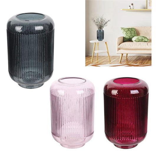 VASO "STRIE" COLORE GRIGIO H 21,5CM