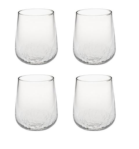 CRACKLE SET 4 PZ BICCHIERI  ACQUA 370 ML TRASPARENTI