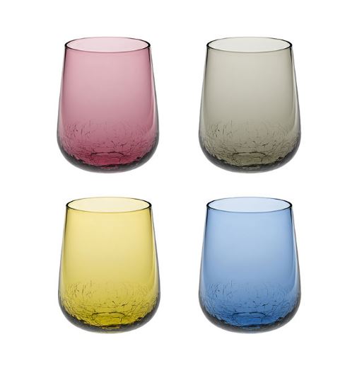 CRACKLE SET 4 PZ BICCHIERI  ACQUA 370 ML COLORI ASSORTITI