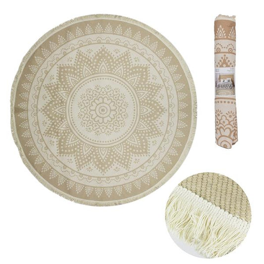 TAPPETO IN COTONE ROTONDO BIANCO "ETHNICAL"