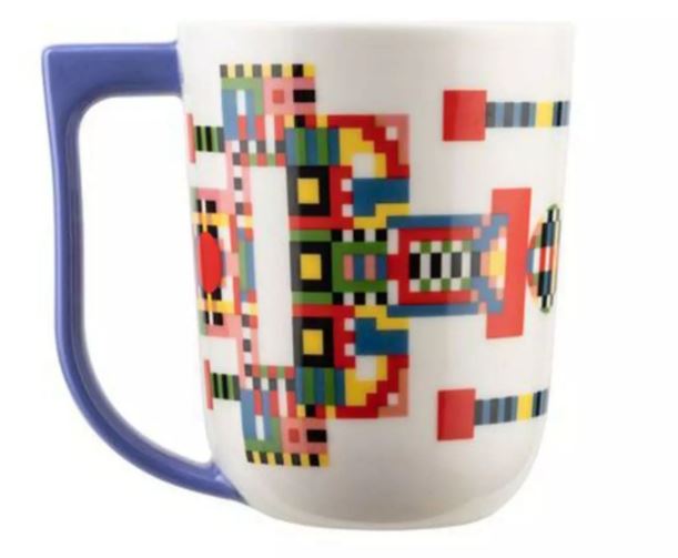 MUG BLU IN PORCELLANA DECORATA