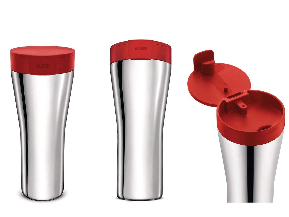 Travel Mug a doppia parete in acciaio inossidabile e resina termoplastica rosso
