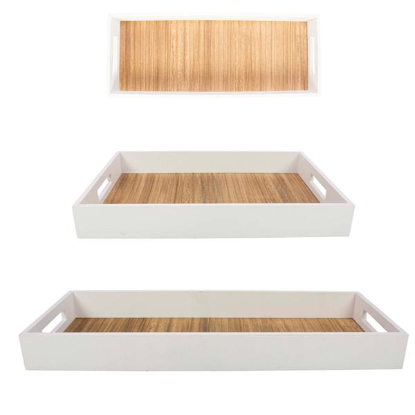 VASSOIO IN LEGNO BIANCO E BAMBU'