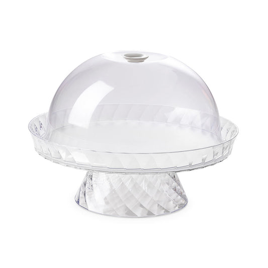 TORTIERA CON ALZATA 36CM DIAMOND TRASPARENTE