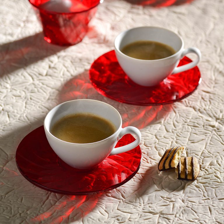 SET 2 TAZZE CAFFE DIAMOND ROSSO RUBINO