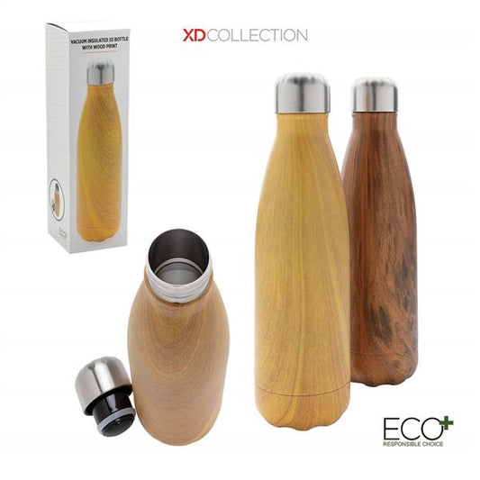 BOTTIGLIA TERMICA CON TEXTURE WOOD 500 ML LEGNO CHIARO