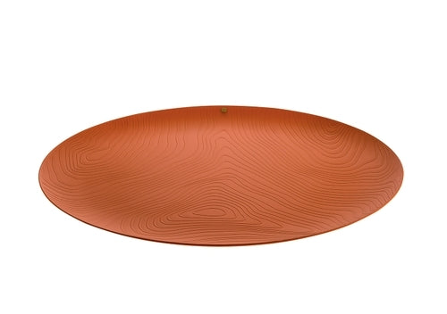 VASSOIO IN ACCIAIO COLORATO CON RESINA EPOSSIDICA, MARRONE CON DECORO A RILIEVO 42 CM