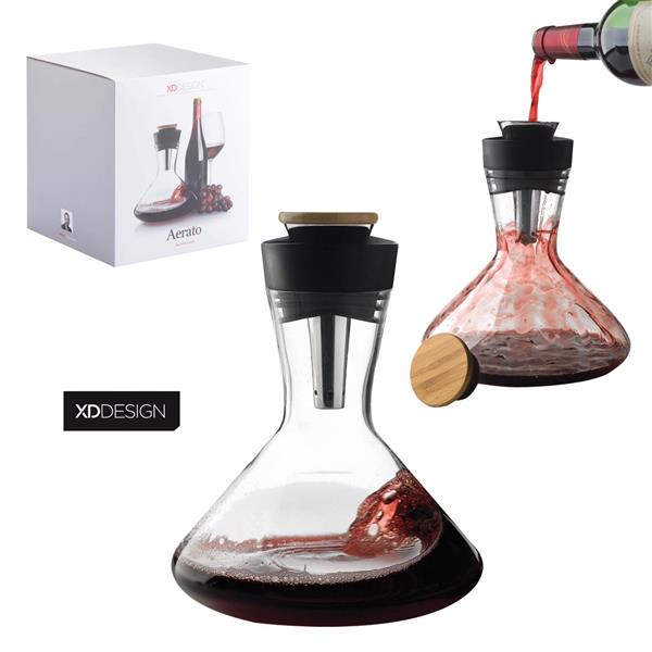 DECANTER AERATO CON AERATORE IN ACCIAIO INOX E TAPPO IN BAMBU'