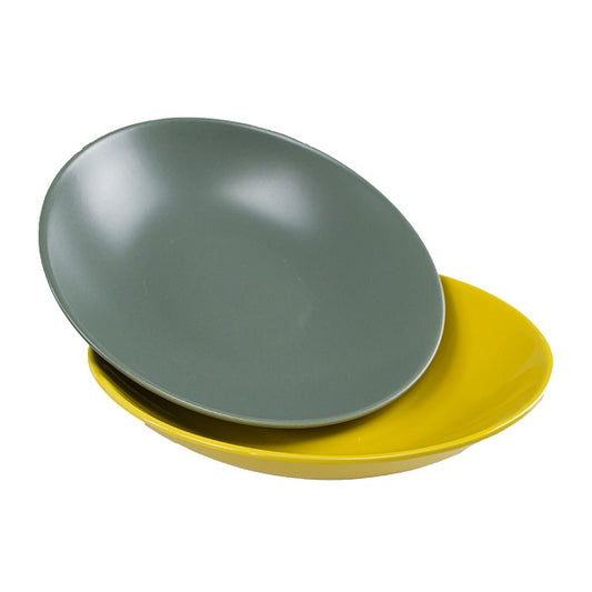 SET RUGIADA 2 PIATTI FONDI GIALLO/VERDE 21 CM QB