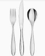 SET COMPOSTO DA SEI FORCHETTE DA DOLCE IN ACCIAIO INOSSIDABILE LUCIDO 18/10 CARATTERIZZATE DA LINEE ARROTONDATE MORBIDE ED ERGONOMICHE TIPICHE DELLA SERIE DA TAVOLA MAMI.